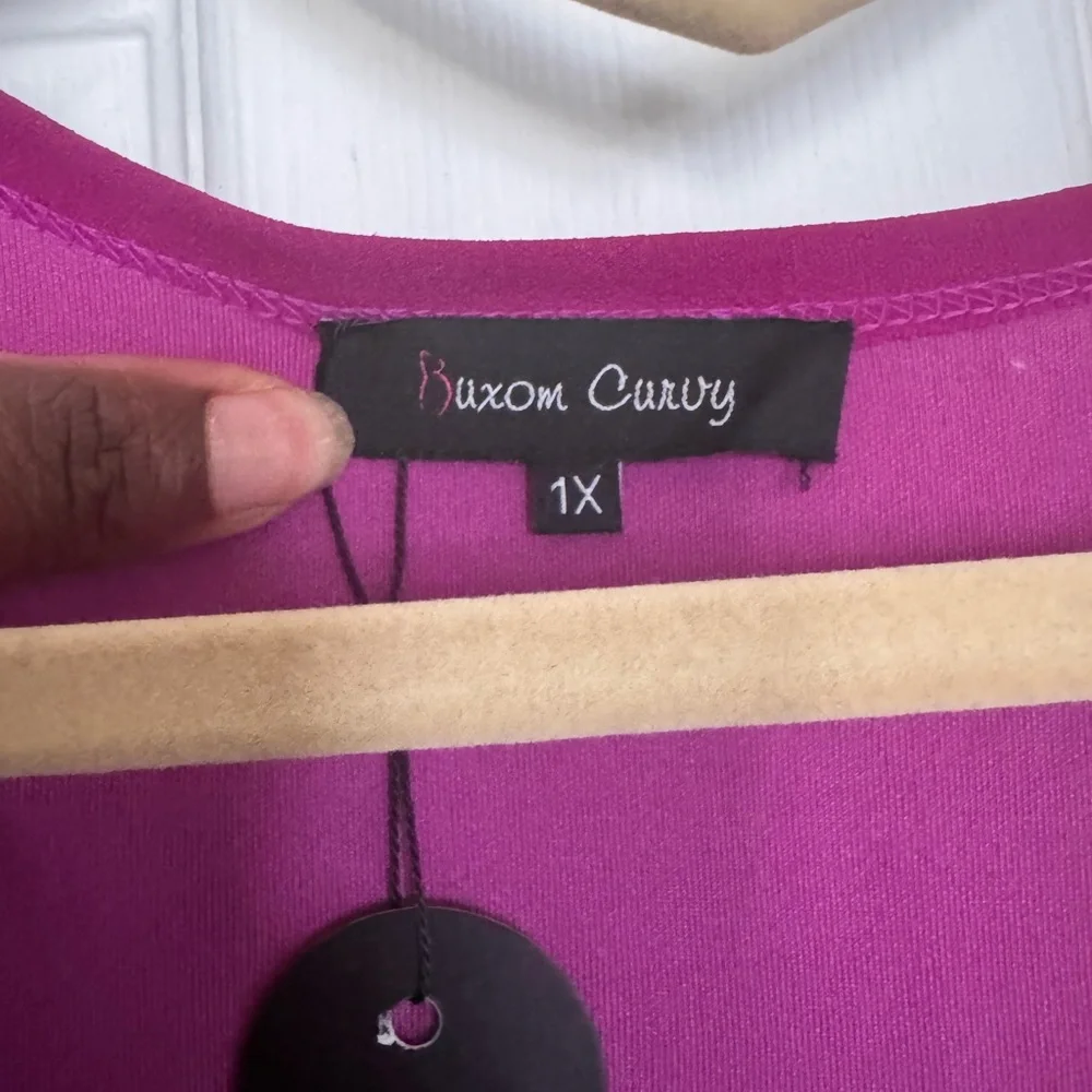Elegant Fuchsia Faux Wrap Dress - Picture 2 of 3